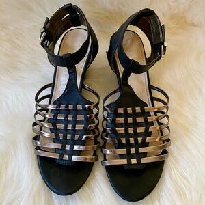 Sam & Libby Strappy Sandal Heels Black and Silver